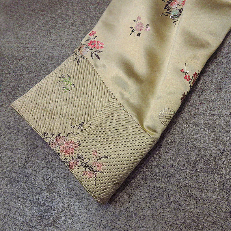 専用　Sunny Vintage ミントグリーンサテン 花柄刺繍 チャイナガウン cozyvintage_220621c1-w-gwn