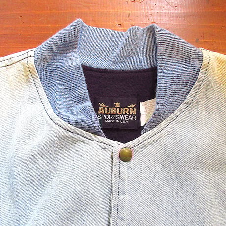ビンテージ90’s●AUBURN SPORTSWEAR B.B.KINGデニムスタジアムジャケットsize 2X●250315k4-m-jk-std 1990sスタジャンブルース