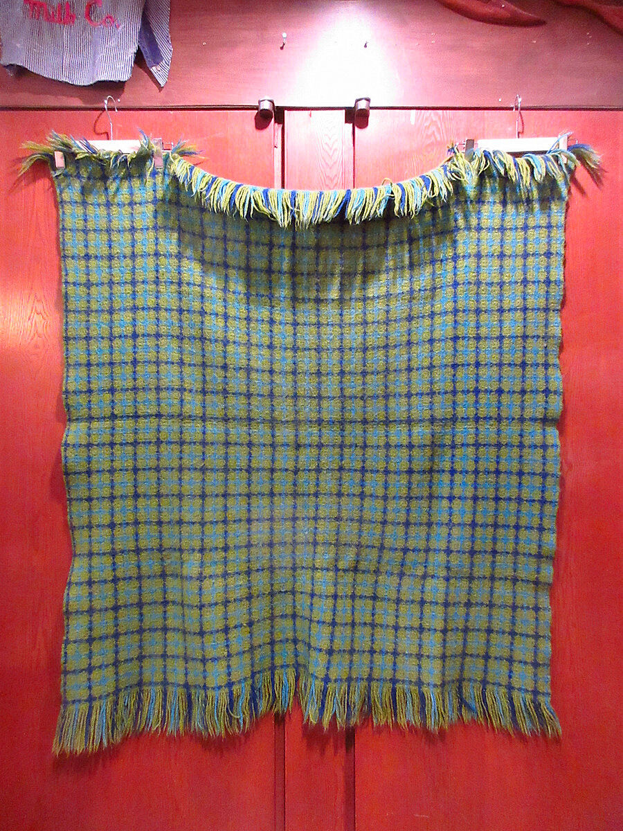 50s PENDLETON ウール ブランケット ビンテージ ペンドルトン ビンテージ50's○PENDLETON チェックウールブランケット緑 124cm×113cm