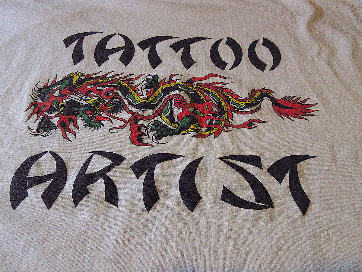 ビンテージ90's00's○TATTOO ARTISTプリントTシャツ白size XL