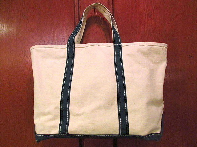 ビンテージ90's○L.L.Beanジッパー付きキャンバストートバッグ白×緑