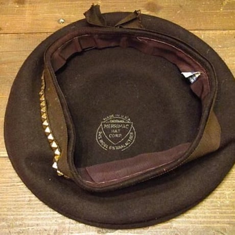 ビンテージ40's50's●レディースウールベレー帽●odst 1940s1950s帽子茶ブラウン