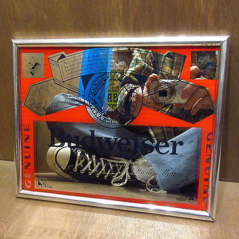 アンティーク パブミラー バドワイザー Budweiser 鏡 Bar バー額