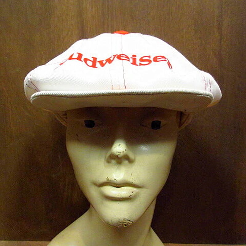 ビンテージ70's○Budweiser コットン8パネルキャスケット白
