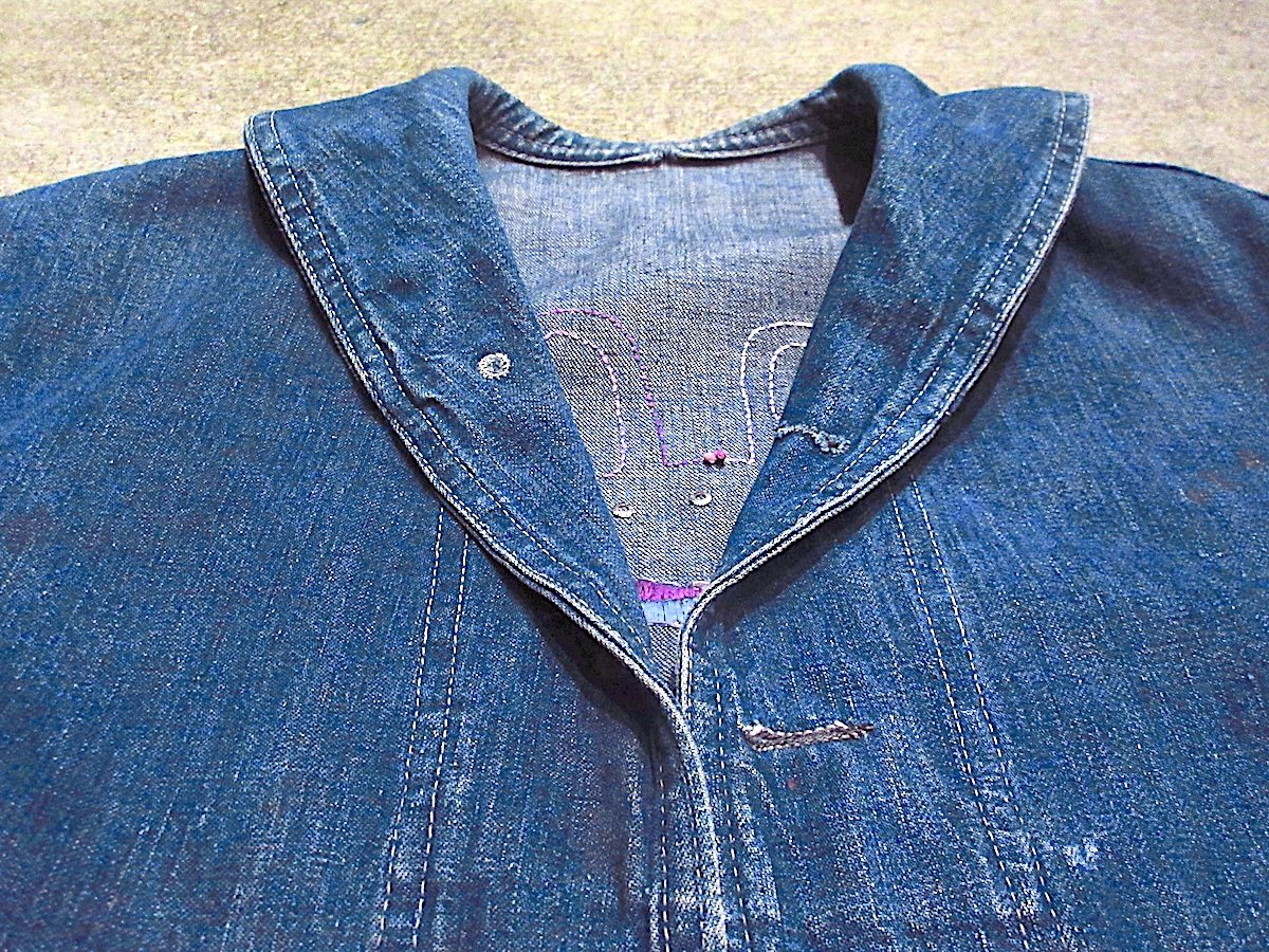 美品　ビームスボーイ　東洋　デニムジャケット　ショールカラー　カバーオール　刺繍 美品 ビームスボーイ 東洋 デニムジャケット ショールカラー