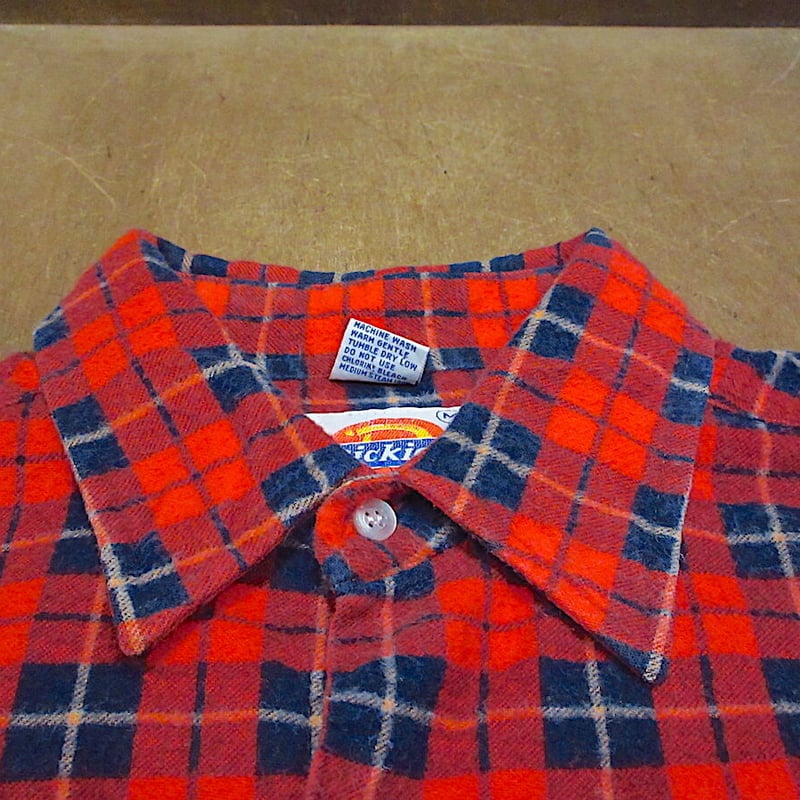 ビンテージ80's○Dickiesチェックプリントネルシャツsize M