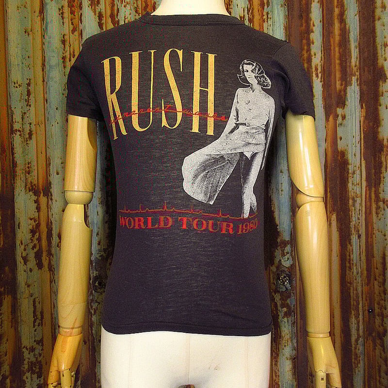 ビンテージ80's○RUSHワールドツアー両面プリントTシャツ黒 ビンテージ80's○RUSHワールドツアー両面プリントTシャツ黒
