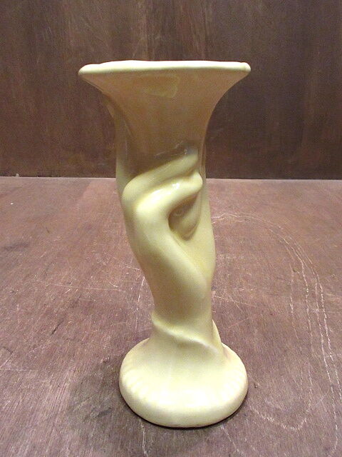 ヴィンテージ　アメリカ製　ハンドモチーフ　花瓶　フラワーベース ハンドベースWESTMORELANDミルクガラス