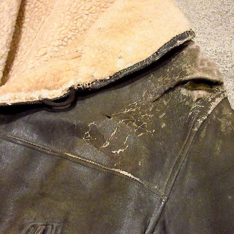 詳細不明 30s 40s バーンストーマーコート レザー カーコート ムートン ビンテージ30's40's○レザーバーンストーマーコート黒○210330f1-m-ct