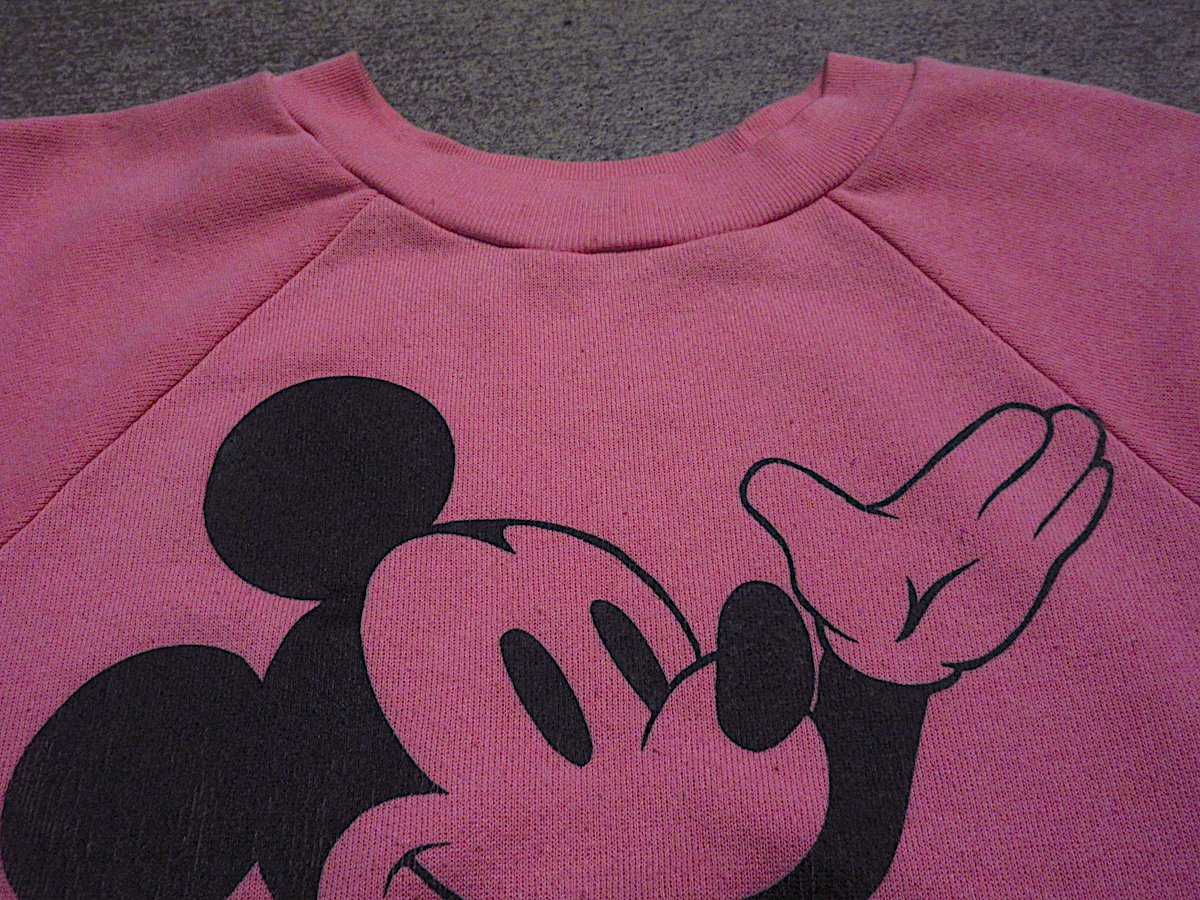 ビンテージ80's○ミッキーマウス両面プリントラグランスウェット