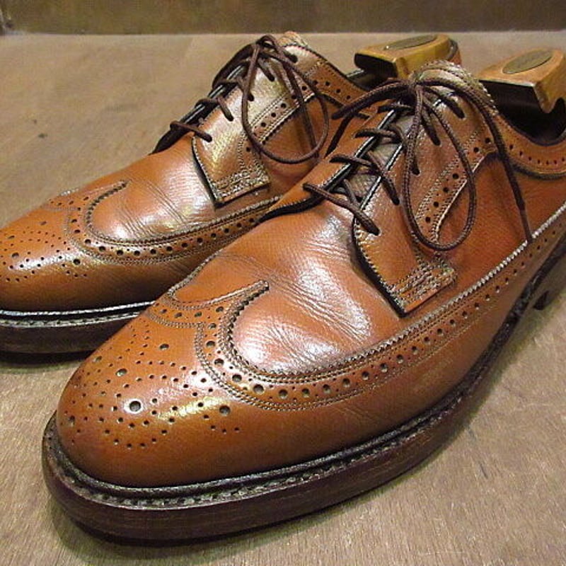 ビンテージ70's○FLORSHEIM IMPERIALウイングチップシューズ茶8