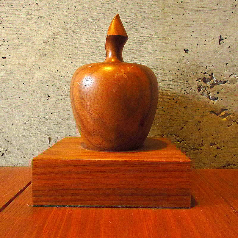 ビンテージ○ミッドセンチュリーウッドアップルブックエンド