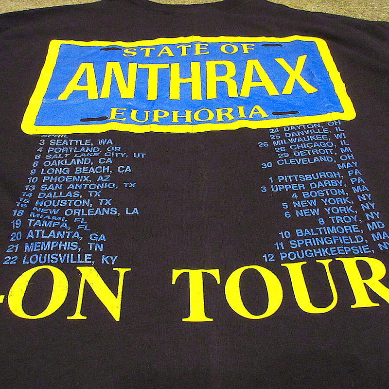 ビンテージ80's○ANTHRAX STATE OF EUPHORIAツアーTシャツ黒size...