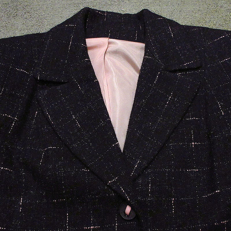 ビンテージ40's50's○レディースピンチバックネップ織りウール3Bスーツ