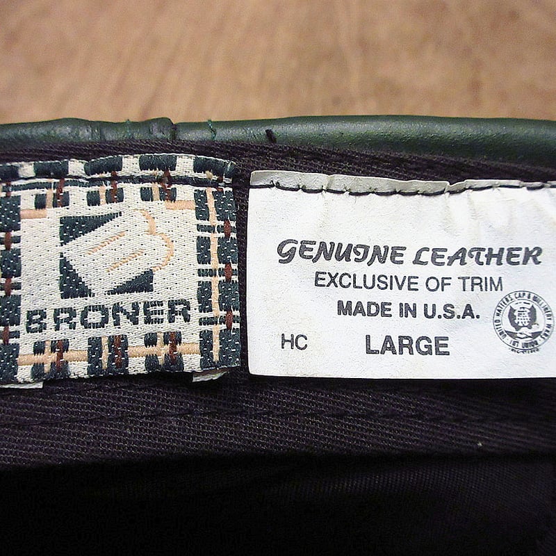 ビンテージ○BRONERレザーハンチング帽深緑size L○240310i4-m-cp-htg