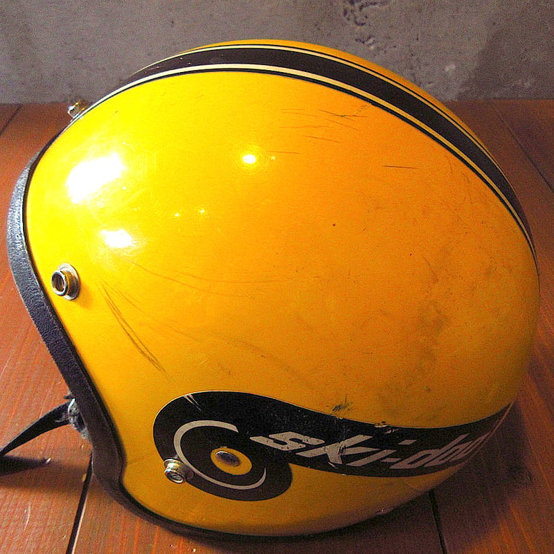 ビンテージ60's○Ski-dooジェットヘルメット黄色○231210j1-hlmtバイク