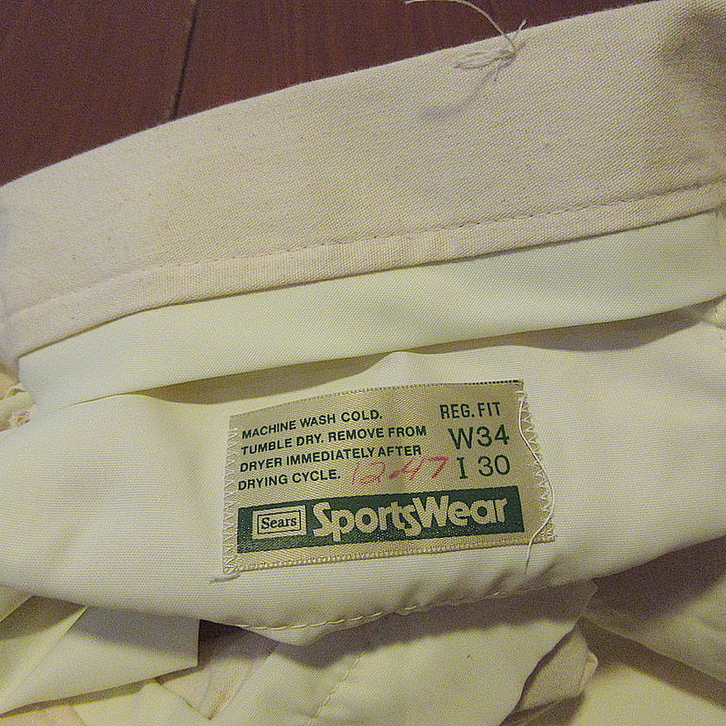 ビンテージ70's80's○Searsツータックテーパードパンツ生成り実寸W86cm