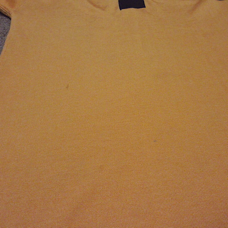 ビンテージ70's○ChampionタタキタグフットボールTシャツ黄size 48