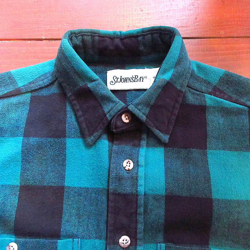 90s STJOHN'SBAY コットン ネルシャツ バッファローチェック 古着 ビンテージ90's○ST JOHNS'BAYバッファローチェックコットンフランネル