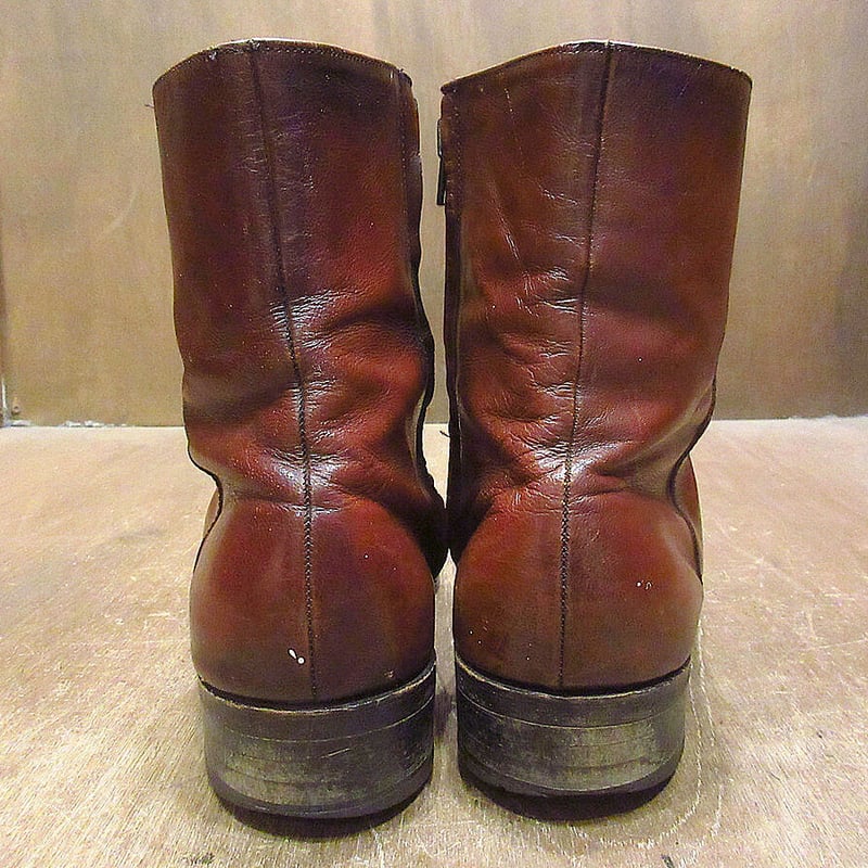 70s/80s USA製 FLORSHEIM ブーツ　ヴィンテージ　9E 茶 ビンテージ70's○FLORSHEIMサイドジップブーツ赤茶size 9 1/2 E