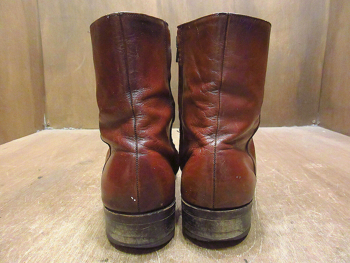 ビンテージ70's○FLORSHEIMサイドジップブーツ赤茶size 9 1/2 E○2208