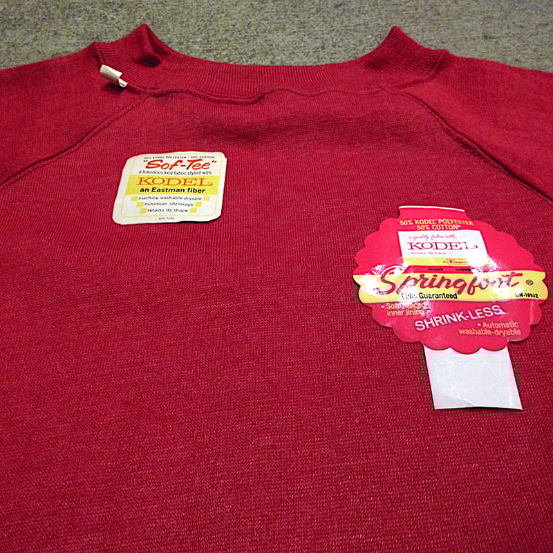 ビンテージ60's○DEADSTOCK Springfoot裏起毛半袖ラグランスウェット赤