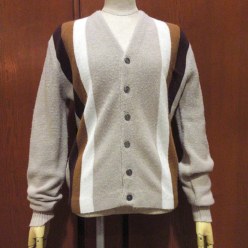 x*x様 70s alpaca 100% ヴィンテージカーディガン ビンテージ70's○CAMPUSライン入りアルパカニットカーディガンsize 18