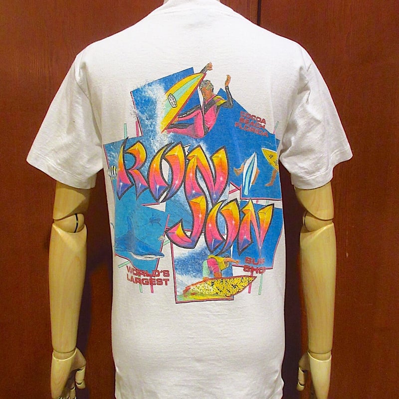RON JON Tシャツ オールドサーファー　80s サーファー　ロンジョン RONJON ロンジョン Tシャツ 水色 サーフ サーファー ショップ US