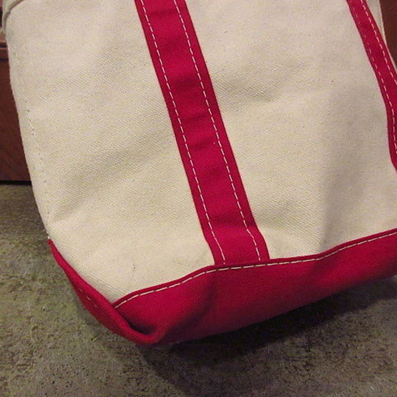 ビンテージ80's○L.L.Beanジッパー付きロングハンドルトートバッグ赤