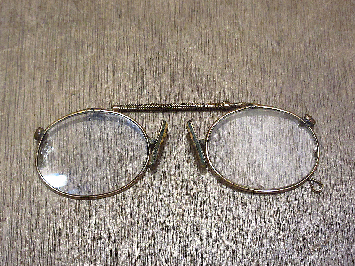 ビンテージ~30's○バースプリング型フィンチ眼鏡○221129i1-eygls