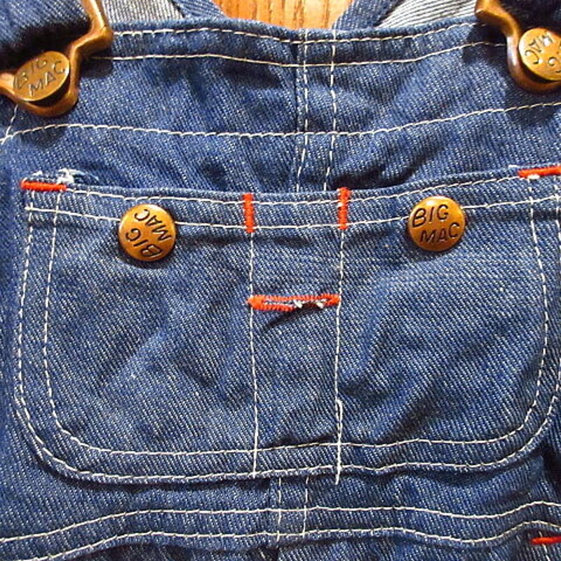 ビンテージ70's○BIG MACキッズバットダイデニムサロペット3T