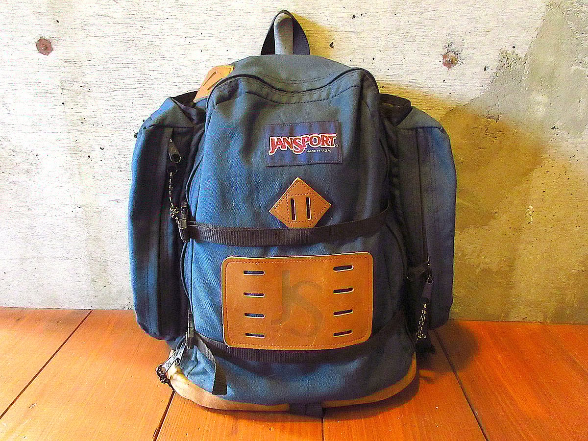 ビンテージ70's80's○JANSPORTボトムレザーナイロンバックバック