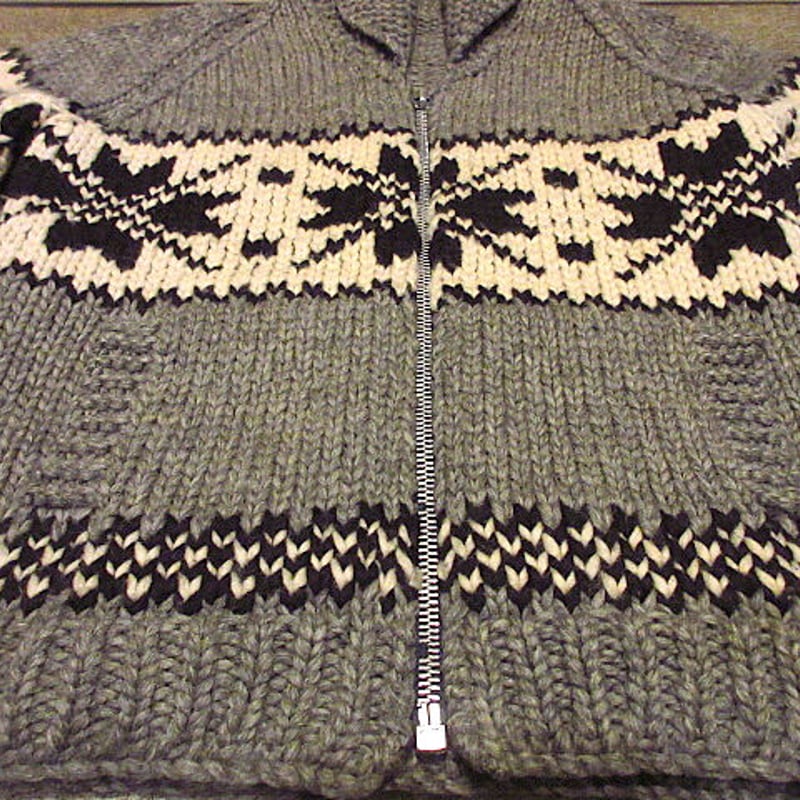 ビンテージ70's80's○ノルディックジップアップカウチンセーター
