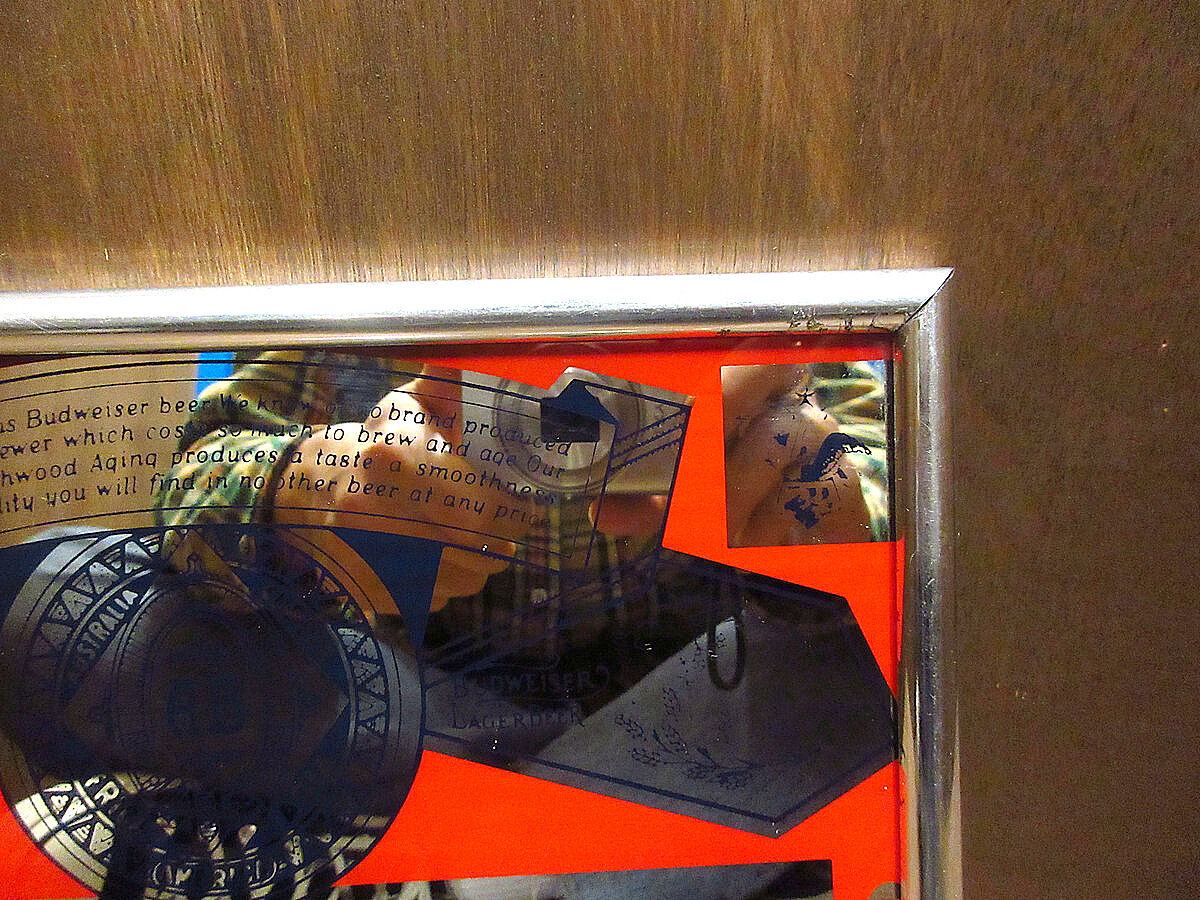 ビンテージ○Budweiserパブミラー○210429n3-signビールバーサイン