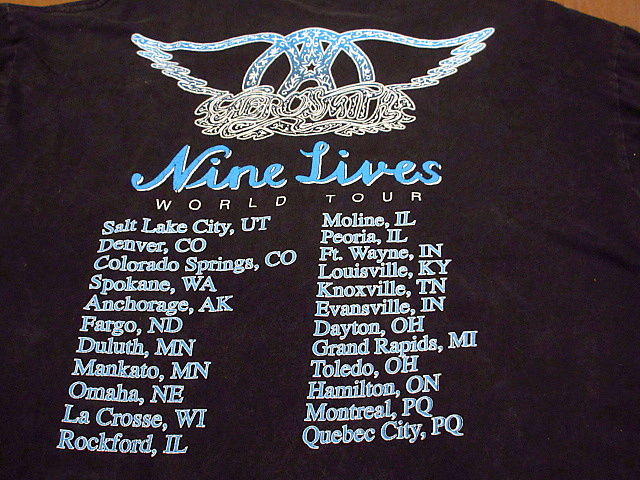 ビンテージ90's○Aerosmith Nine LivesワールドツアーTシャツ黒