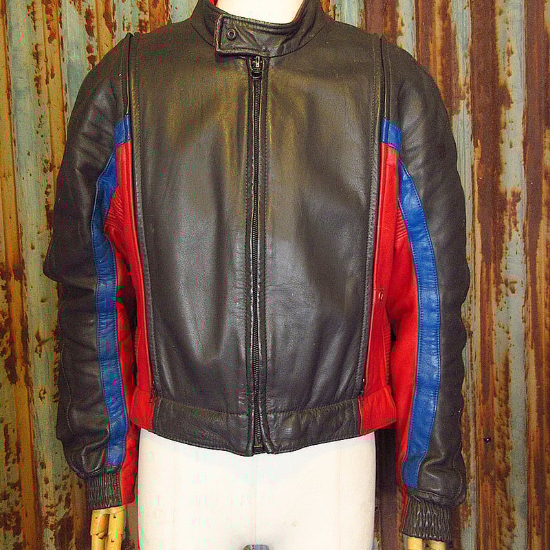 ビンテージ80's○BMWレザーレーシングスーツ黒×赤×青size L ビンテージ80's○BMWレザーレーシングスーツ黒×赤×青size L