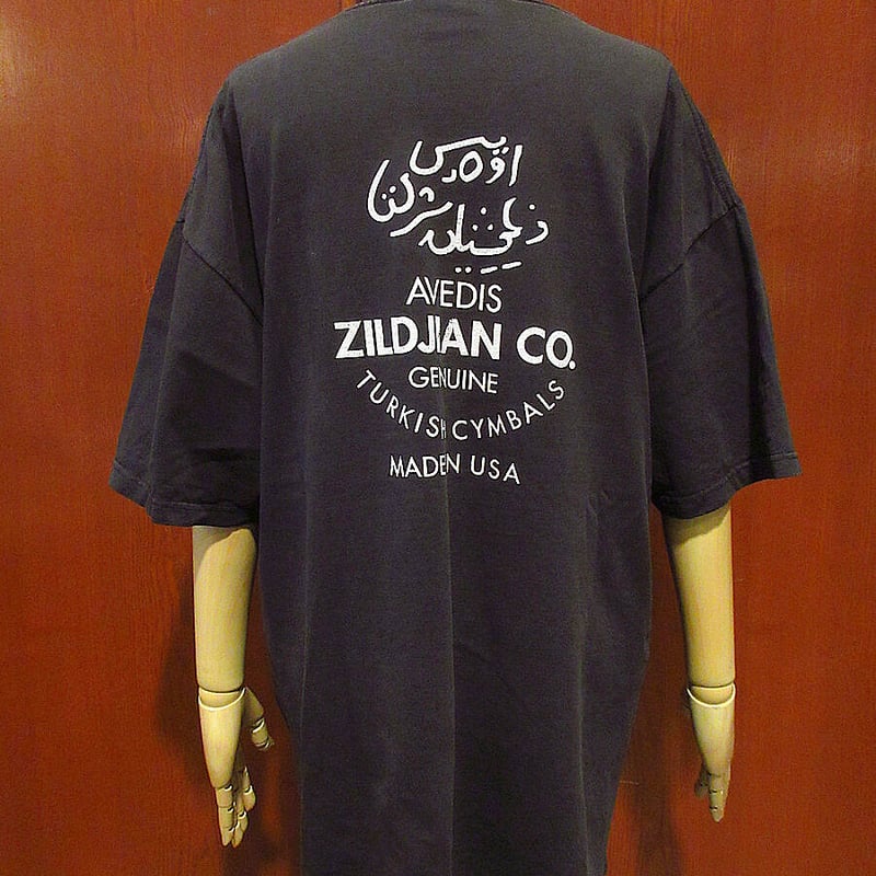 ビンテージ90's○ZildjianプリントTシャツ黒size XL○230418j3-m-l