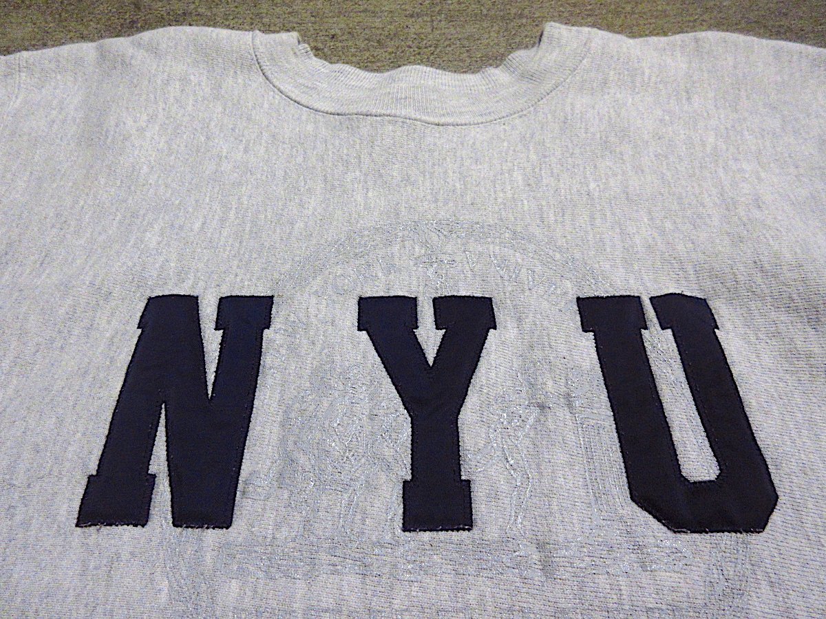 ビンテージ90's○Champion NYUリバースウィーブスウェットグレーsize L