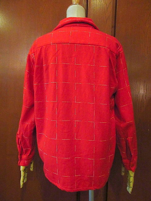 ビンテージ50's○Pleasure Kingチェック柄ウールループカラーシャツ赤