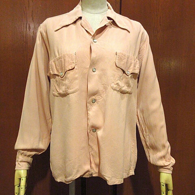 50s ビンテージ ピンク レーヨンシャツ 50s PILGRIM Rayon Open