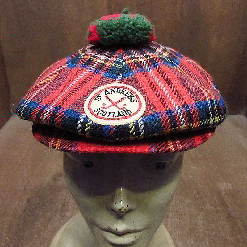 ビンテージ70's○Autocap 8パネルチェックウールキャスケット