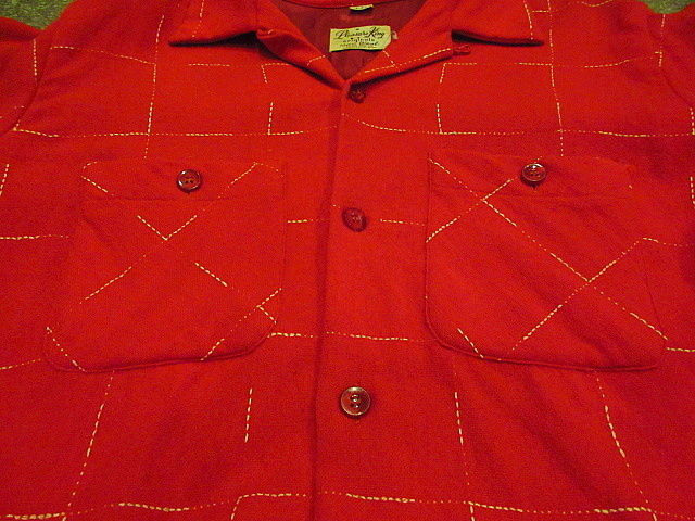 ビンテージ50's○Pleasure Kingチェック柄ウールループカラーシャツ赤