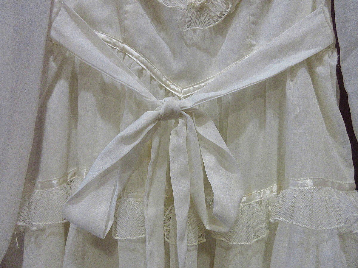 ビンテージ70's○GUNNE SAXシースルーフリル長袖ワンピース白10