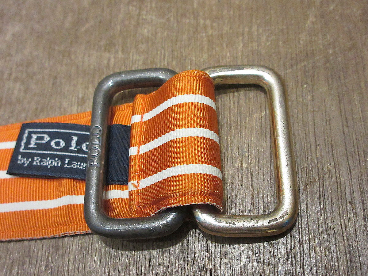 ビンテージ90's○Polo by Ralph Laurenボーダーベルト橙○241118i3