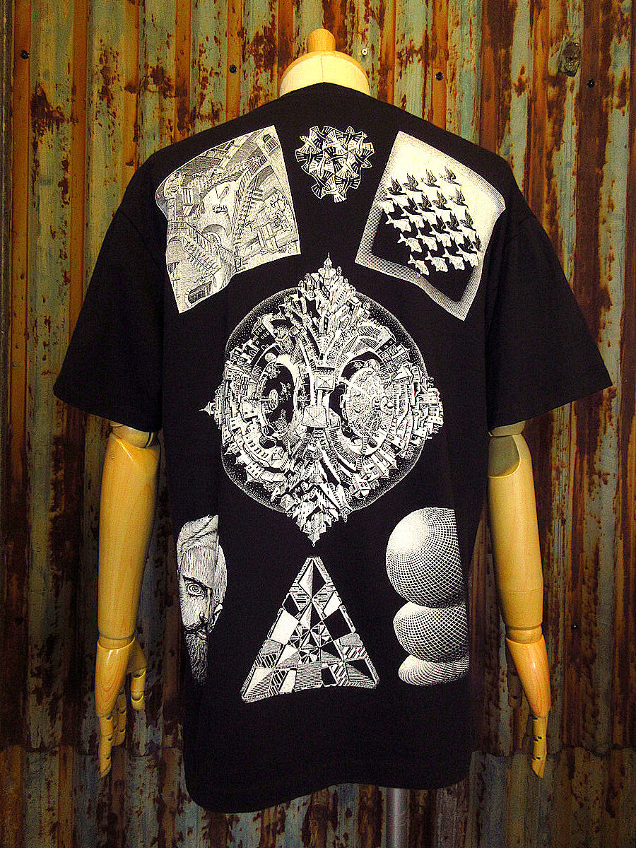 ビンテージ90's○M.C.ESCHER両面プリントTシャツ黒size L ビンテージ90's○M.C.ESCHER両面プリントTシャツ黒size L