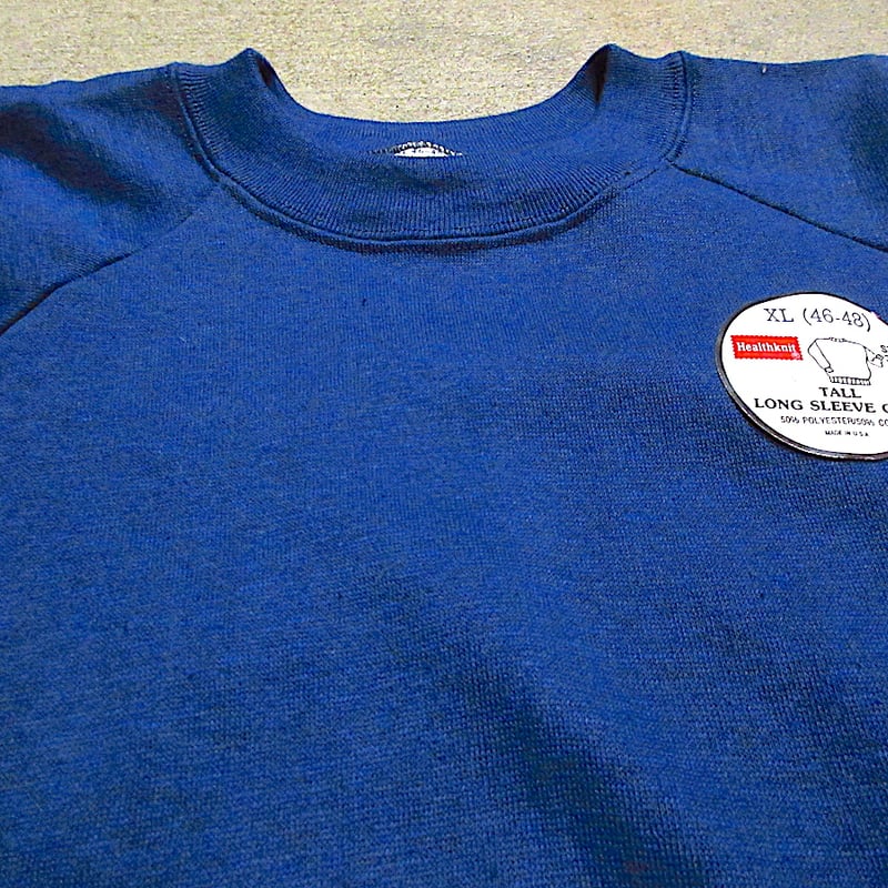 ビンテージ70's80's○DEADSTOCK Healthknitラグランスウェット紺siz
