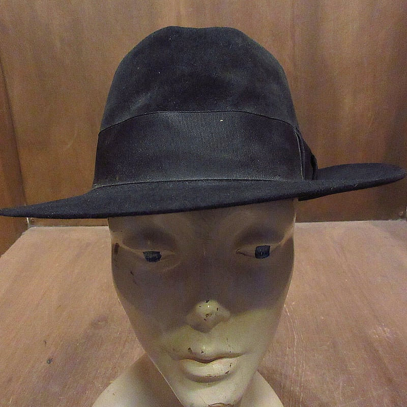ビンテージ80's○STETSON INDIANA JONESフェドラハット黒6 7/8○21