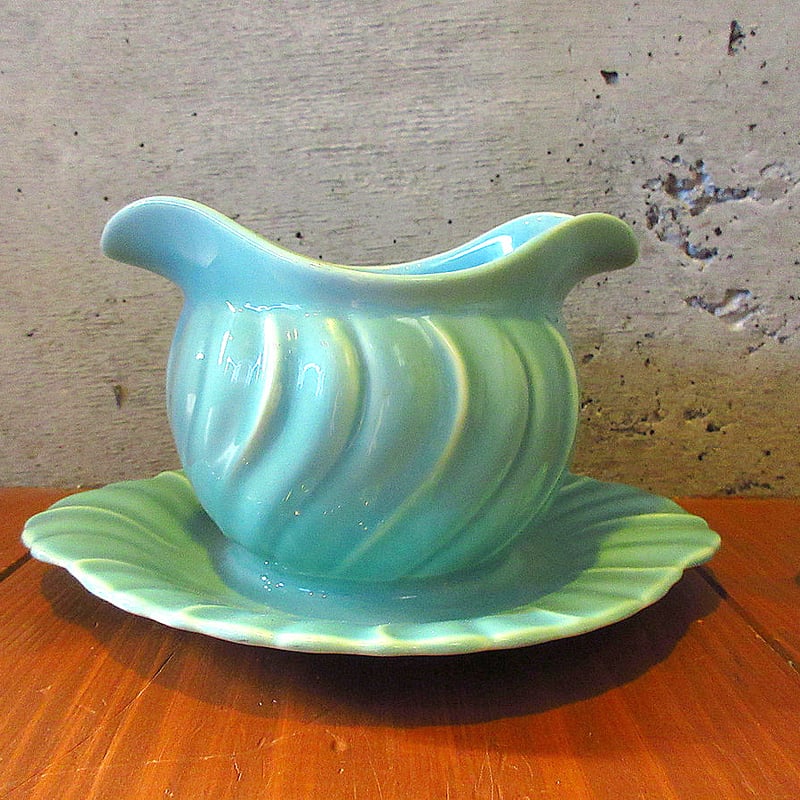 ビンテージ40's○FRANCISCAN WAREセラミックグレービーボート水色