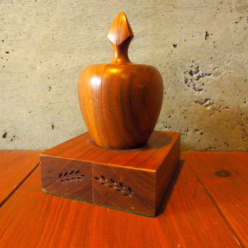 ビンテージ○ミッドセンチュリーウッドアップルブックエンド