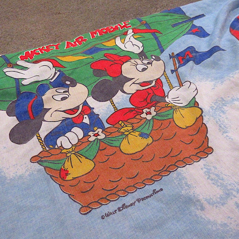 ヴィンテージシーツディズニーお手伝い200×240フラットシーツ レトロミッキー ヴィンテージシーツディズニーお手伝い200×240フラットシーツ